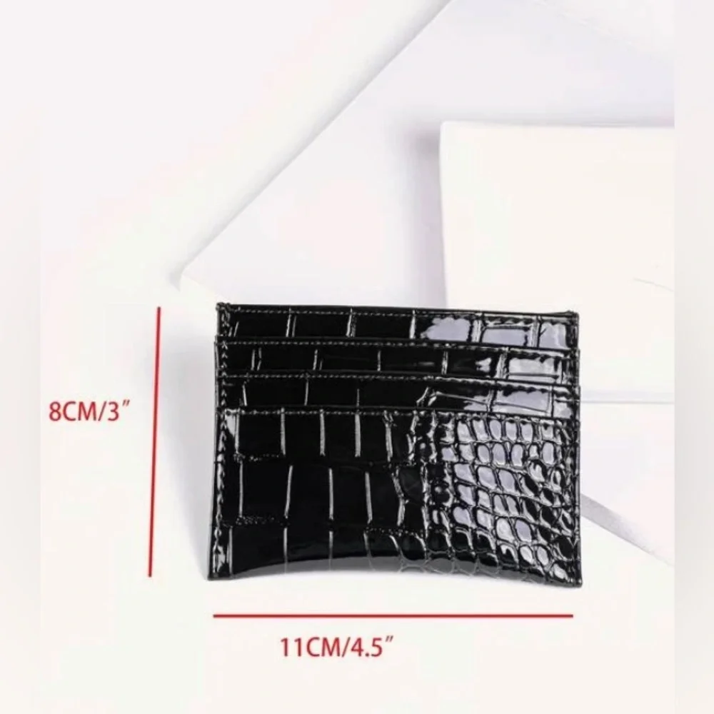 Croc embossed card holder in Black - Picture 3 of 3
